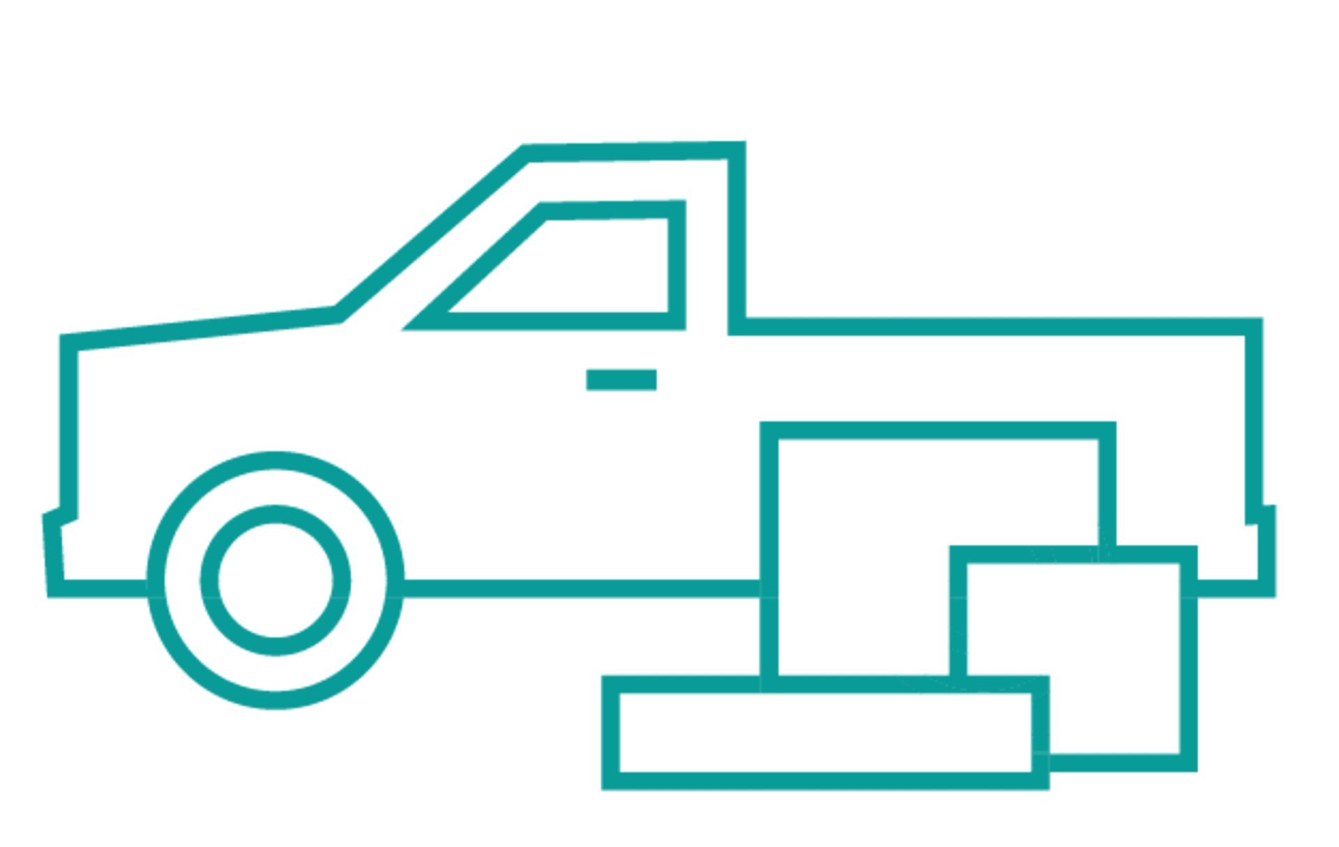 Moving Truck with Boxes. In Store Pickup Graphic Logo